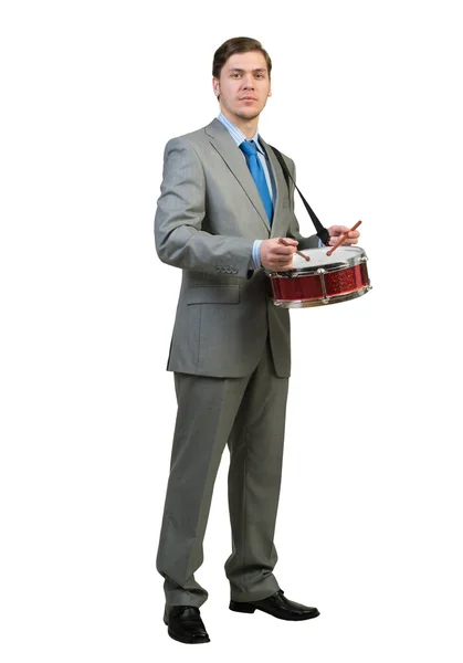 Affärsman spelar trummor — Stockfoto