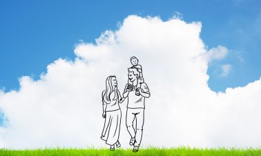 Elle çizilmiş mutlu aile