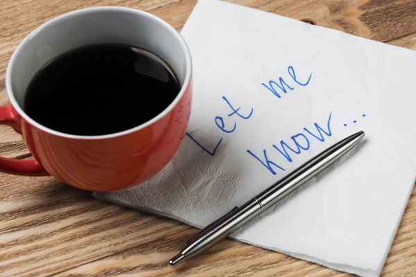 Messaggio romantico scritto sul tovagliolo — Foto Stock