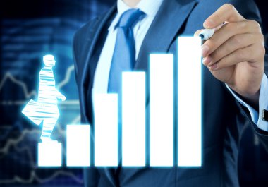 ekran promosyon konsepti üzerinde çizim işadamı