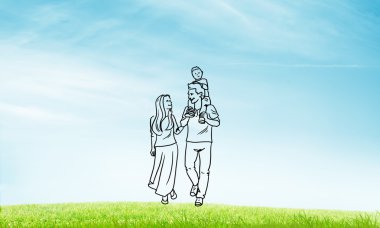 Elle çizilmiş mutlu aile