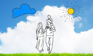 Elle çizilmiş mutlu aile