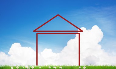 Gökyüzündeki ev manzarası