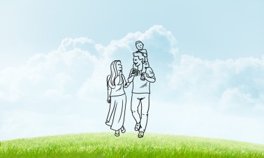 Elle çizilmiş mutlu aile