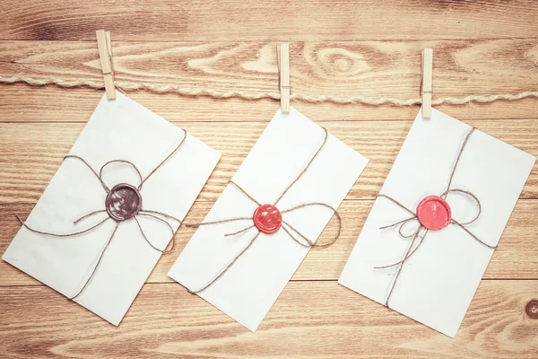 Mail envelopes on rope — Stock Photo, Image