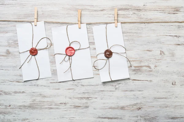 Mail envelopes on rope — Stock Photo, Image