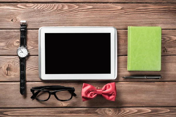 Hipster set on wooden table — Stock Photo, Image