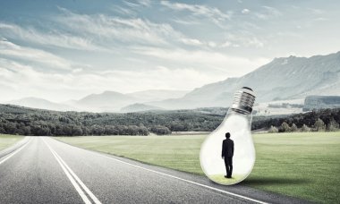 Ampulün içindeki iş adamı