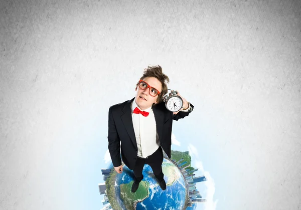 . Comic businessman in red glasses — Stock Photo, Image