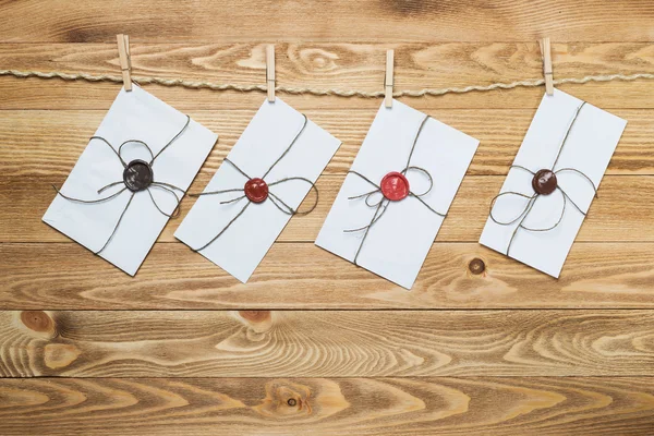 Mail envelopes on rope — Stock Photo, Image