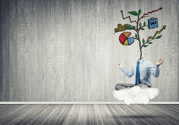 Empresário sem cabeça meditando — Fotografia de Stock