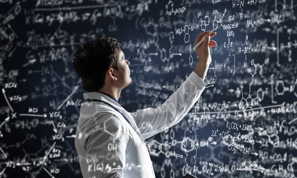 Scientific research of a young scientist — Stock Photo, Image