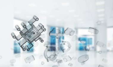 Cam GHz sembollü bilgisayar teknolojisi kavramı. Karışık ortam