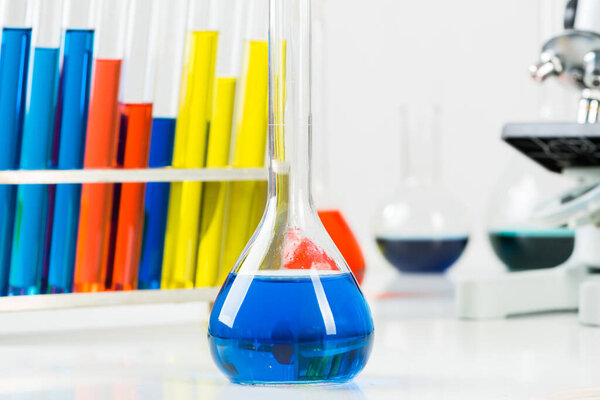 School chemical laboratory with glassware.