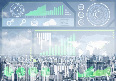 Borsa çizelgeleri ve finans bölgesi