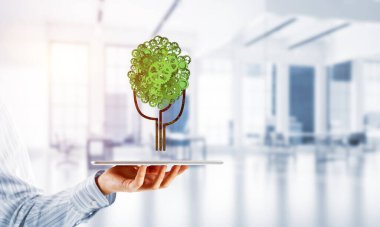 Ağaç tarafından çalışma mekanizması veya motor olarak sunulan eko yeşil çevre kavramı