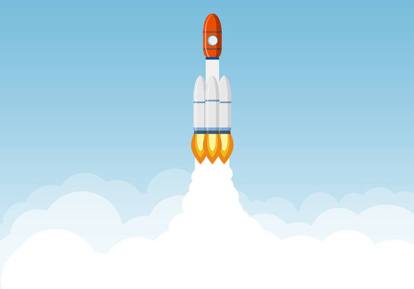 Rocket takes off into outer space