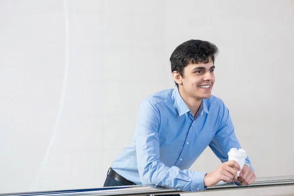 Close-up portrait of a man with coffee — Stock Photo, Image