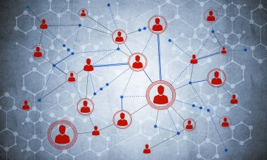 Çimento arka planına ağ oluşturma fikri olarak çizgiler ve noktalar