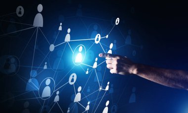 Karanlık arka planda iletişim ve ağ kurmak için modern kablosuz teknolojiler yaratmak