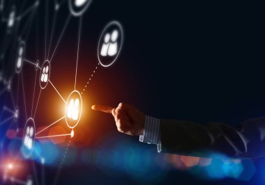 Karanlık arka planda iletişim ve ağ kurmak için modern kablosuz teknolojiler yaratmak