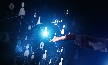 Karanlık arka planda modern kablosuz teknolojileri iletişim ve ağ olarak sunmak