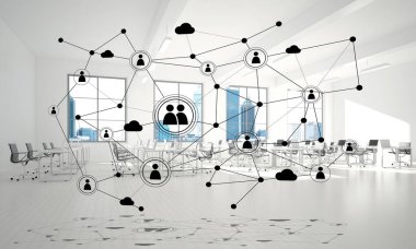 Etkili modern iş için ağ ve kablosuz bağlantı kavramı