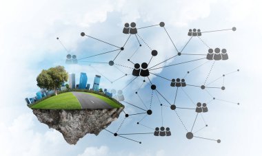 Modern ağ teknolojileri ve eko yeşil inşaat kavramı