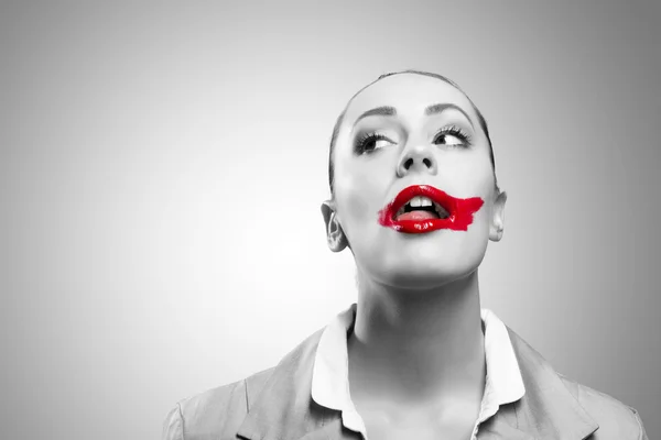 Conceptual Image with Vivid Red Mouth — Stock Photo, Image