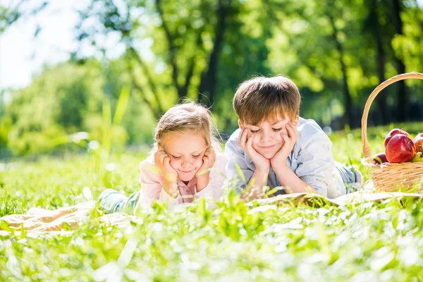Kinder beim Picknick — Stockfoto