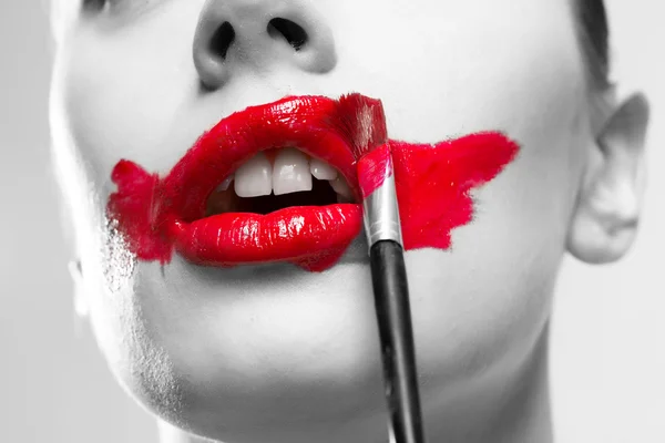 Gambar konseptual dengan Mulut Merah Vivid — Stok Foto