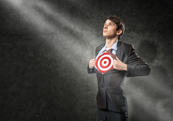 Businessman tearing his shirt — Stock Photo, Image