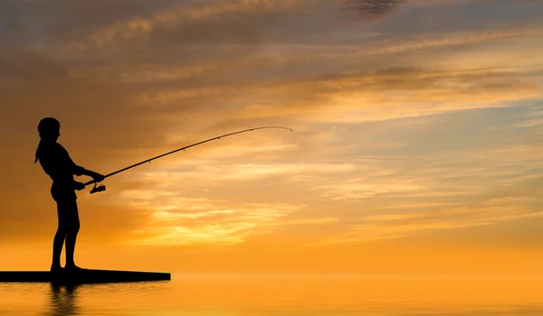 Влітку риболовля — стокове фото