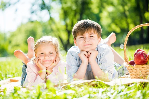 ピクニックでの子供たち — ストック写真