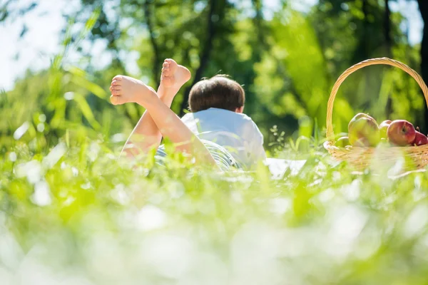 Ragazzo al picnic — Foto Stock