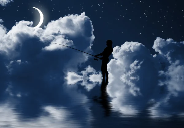 Fishing at night — Stock Photo, Image