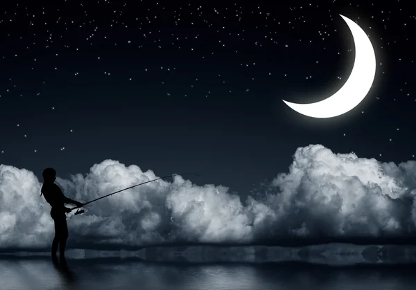Fishing at night — Stock Photo, Image