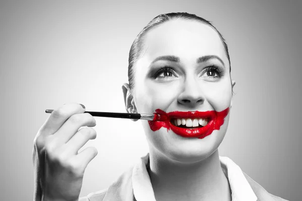 Woman with Vivid Red Mouth — Stock Photo, Image