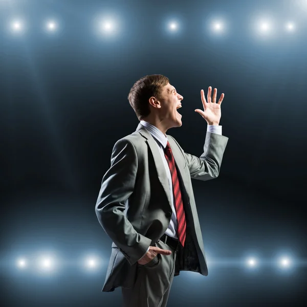 Businessman singing — Stock Photo, Image