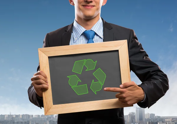 Businessman with frame — Stock Photo, Image