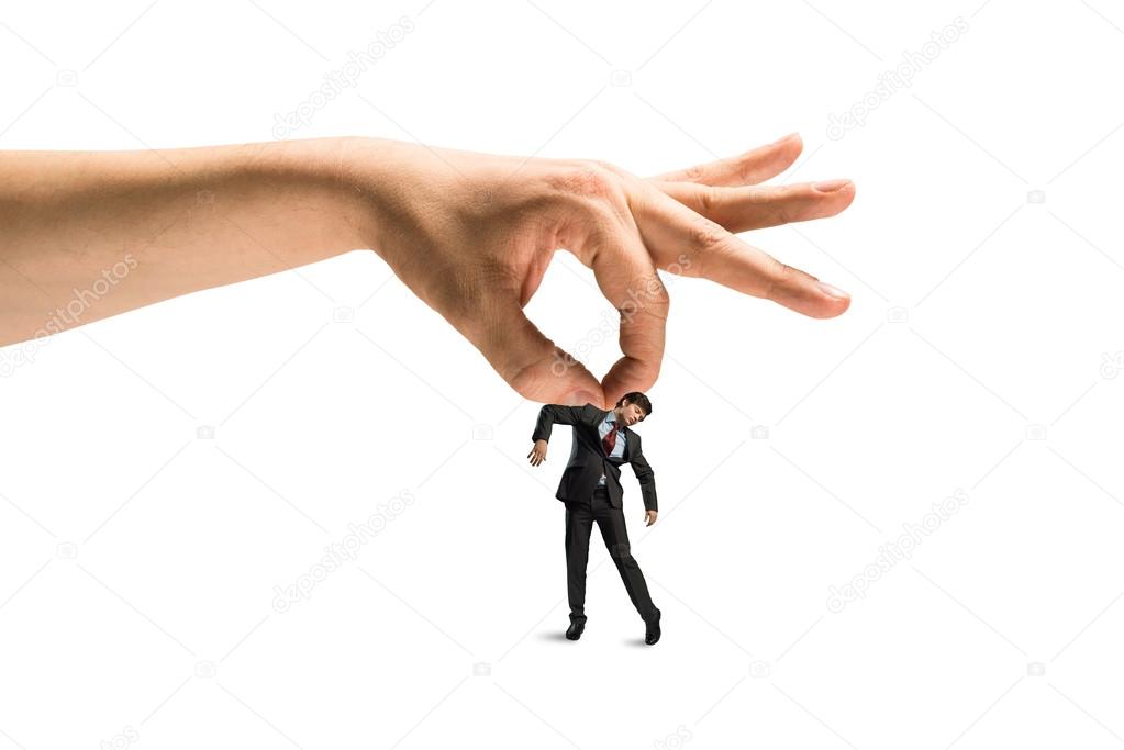 Hand catching man
