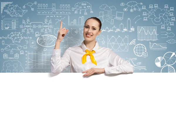 Businesswoman presenting something — Stock Photo, Image