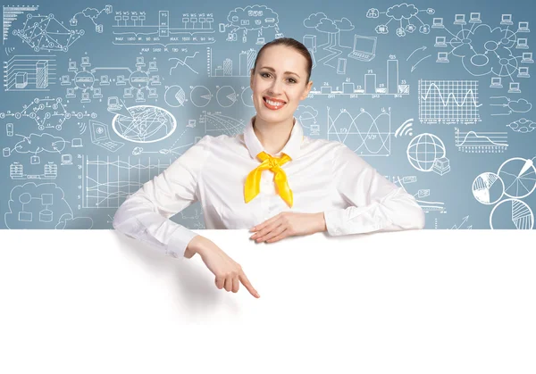 Businesswoman presenting something — Stock Photo, Image