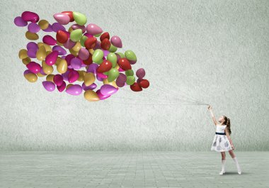 Balonlar grup ile kız