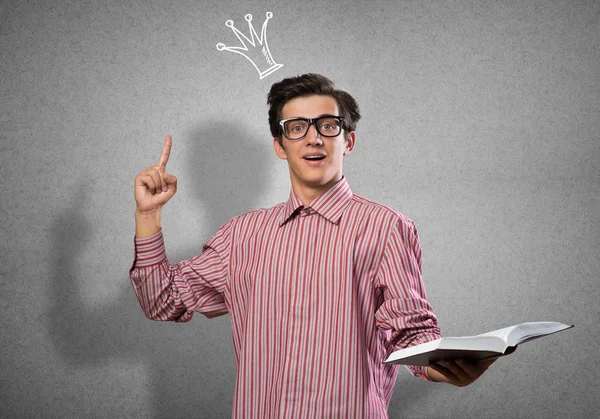 Nerd with book — Stock Photo, Image