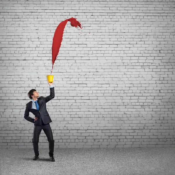 Business man with bucket — Stock Photo, Image