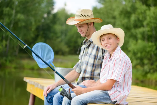 Father and son. Summer angling — Stock Photo, Image