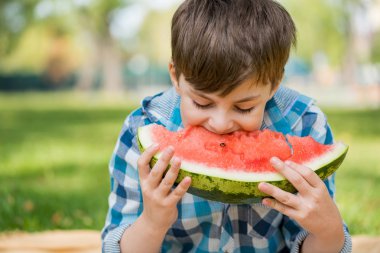 Sulu karpuz yeme çocuk