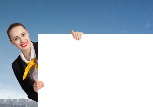 Mujer presentando algo — Foto de Stock