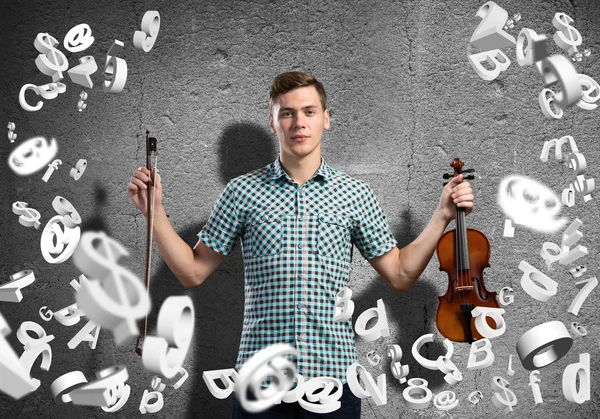 Musicista con violino — Foto Stock